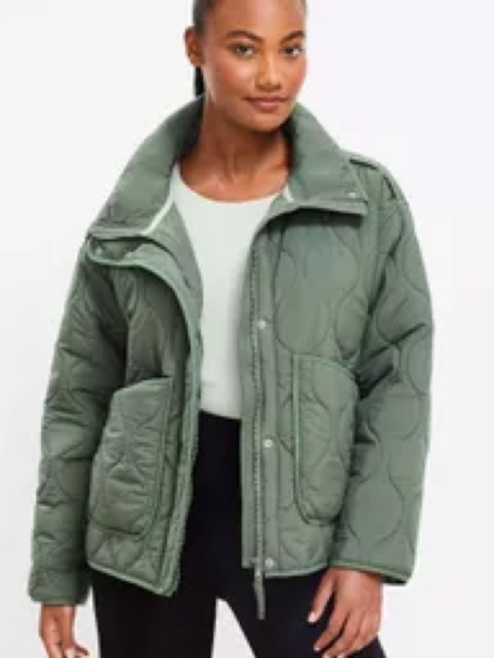 Loft Lou & Grey Quilted Olive Green Jacket Size 4
